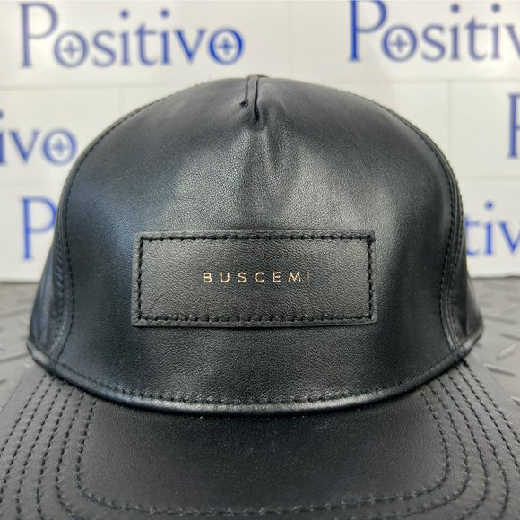 Buscemi Postback Black Smooth Cow Leather Hat SAMPLE - Picture 2 of 8